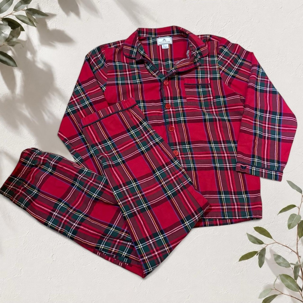Petite Plume Kids Red Tartan Plaid Pajama Set Holiday Christmas Size 12